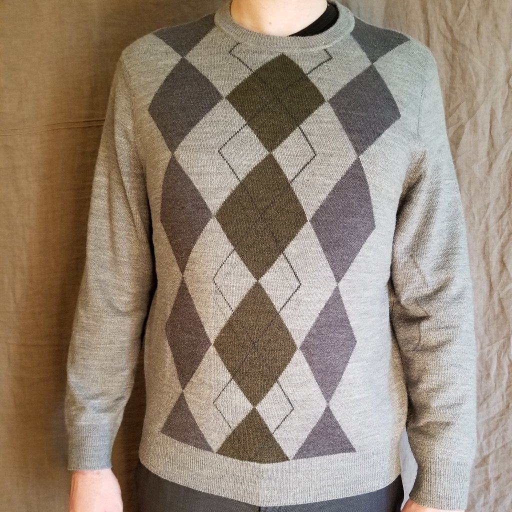Dockers Gray Pull Over Argyle Cardigan, Lg Men